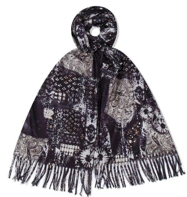 25111810 Schal Pansy 80 Proz Visk 20 Proz Wolle schwarz