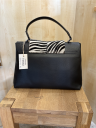 Handtasche 17112203 Leder schwarz mit Zebradesign