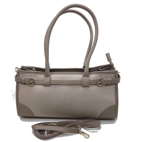 26010503 Handtasche Ledermix beige ca 32x16x10 cm 01