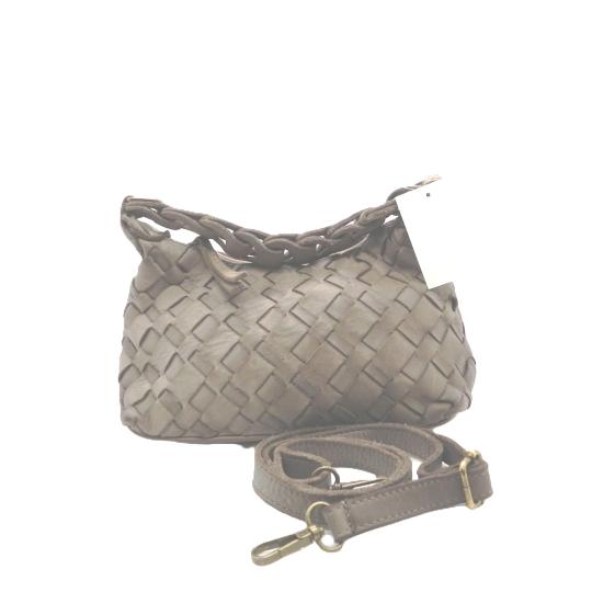 26010508 Handtasche LEDER TAUPE geflochten ca. 24x15x9 cm (1)