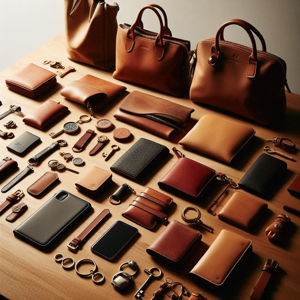 Werbefoto für Kleinlederwaren und Ledertaschen ohne Personen